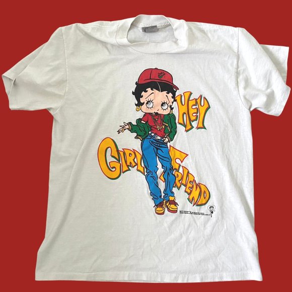 King Features Syndicate Tops - RARE VTG Betty Boop KFS Hey Girlfriend White Tee / hip hop / rap / 90s